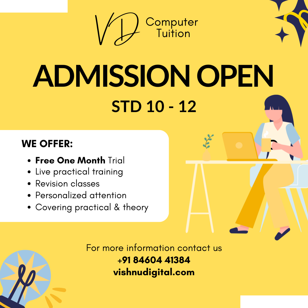 Computer lab with students learning coding in Rustompura, Surat